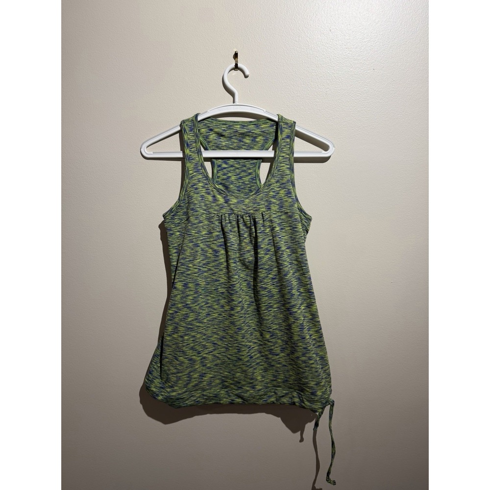 Athleta Tank Top Small Built In Bra Green And Blue Tie Sting Athletic Wear